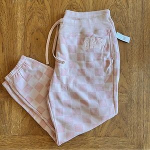 NWT GAP blush pink checkerboard sweatpants